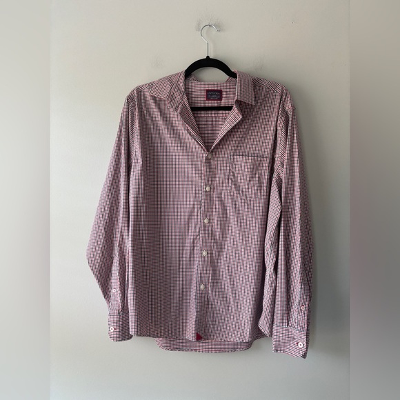UNTUCKit‎ Men's Red Checkered Long Sleeve Button Down Dress Shirt Size Large - Picture 1 of 8